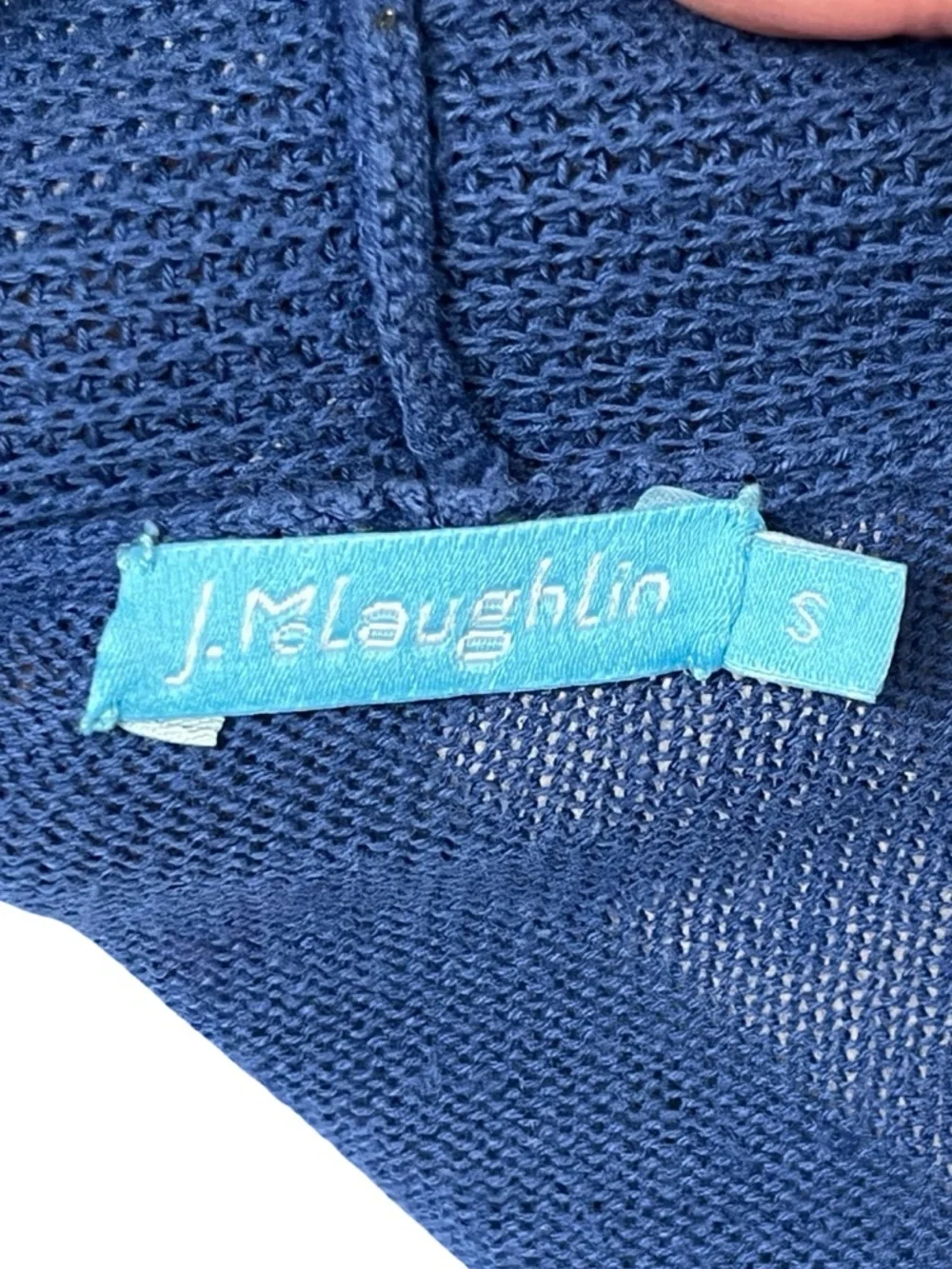 J McLaughlin Blue Open Front Cardigan Sweater Cotton Linen Womens Size Small
